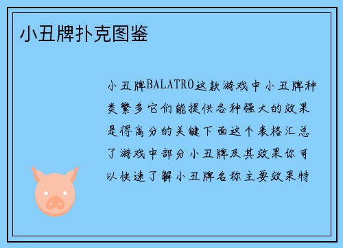 小丑牌扑克图鉴